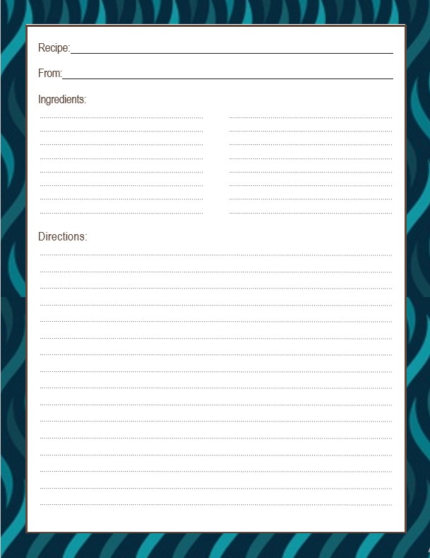 blank recipe card template