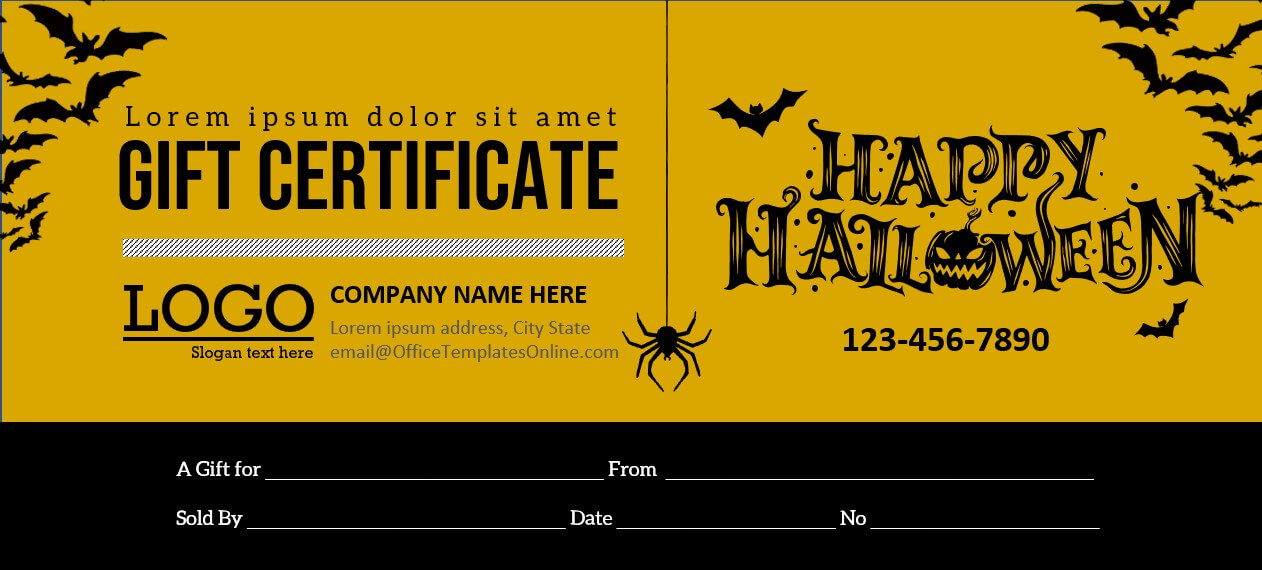halloween gift certificate template