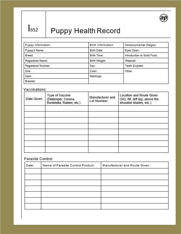Example puppy shot records