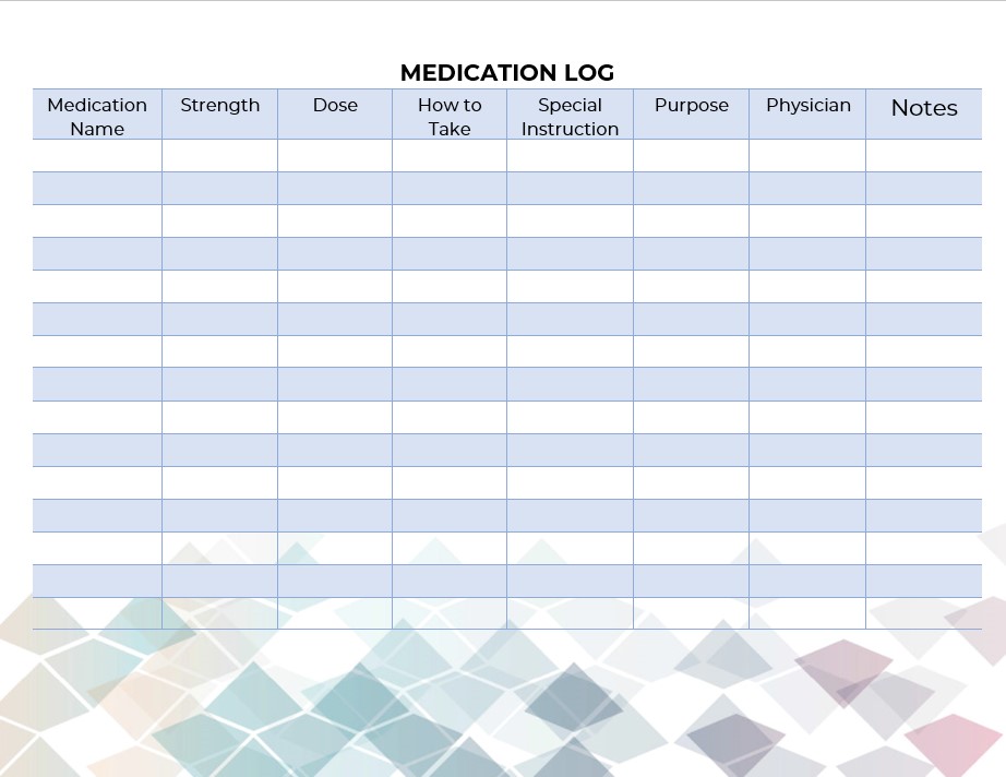 Medication log Template
