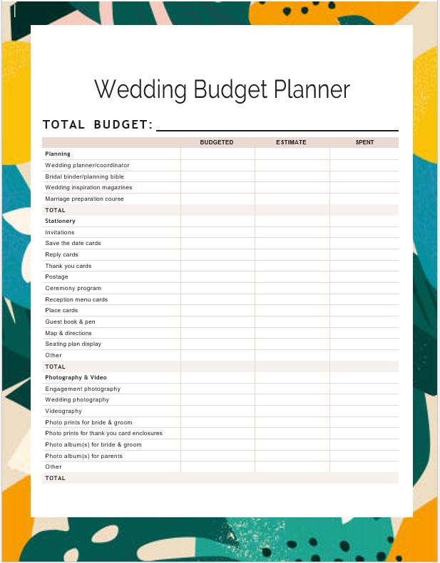 Wedding Planning Binder Budget Cream