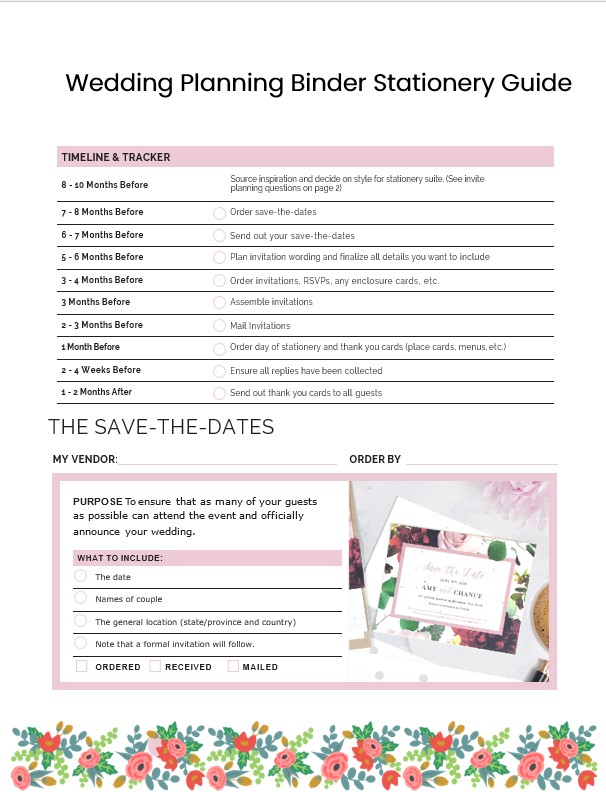 Wedding Planning Binder Stationery Guide