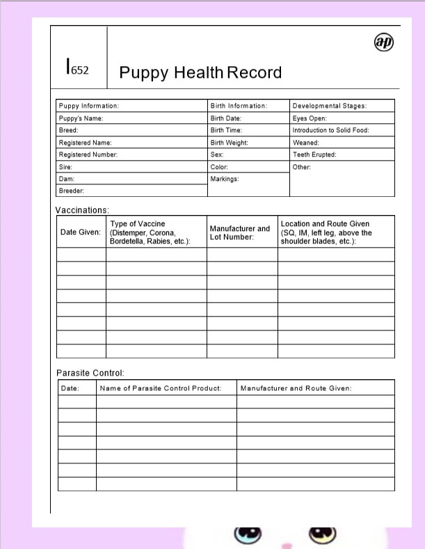 puppy Health records