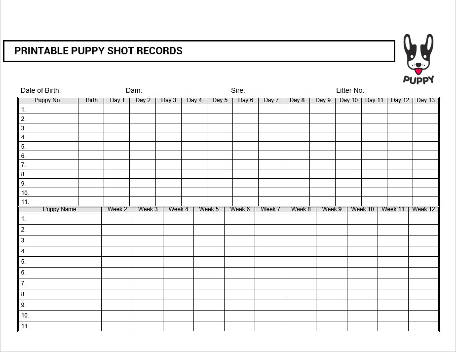 puppy shot records Template