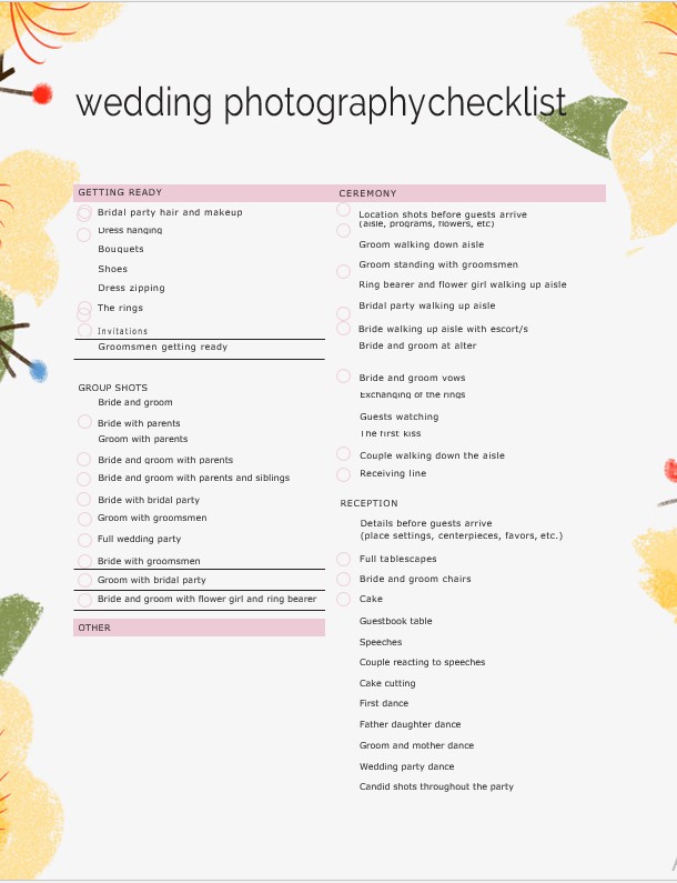 template Wedding Planning Binder Photography