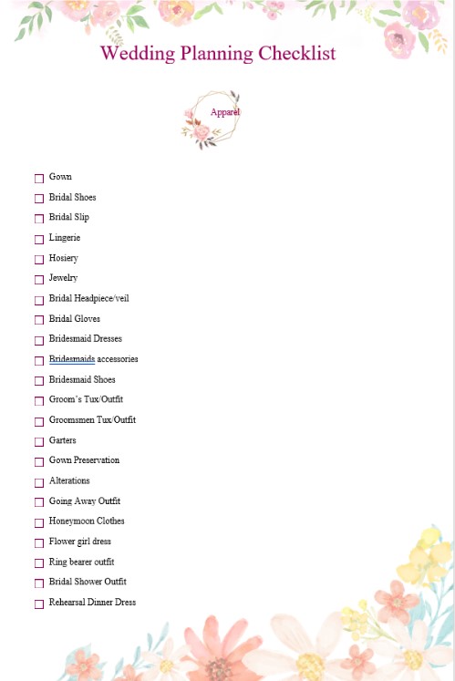 wedding planner checklist