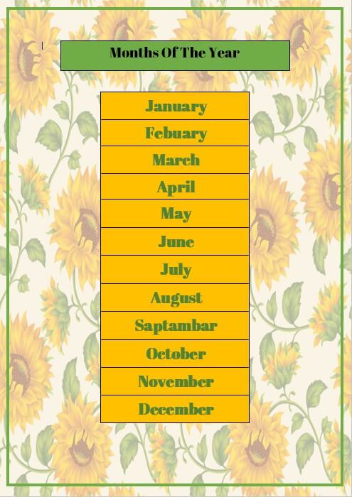 Flower months of the year