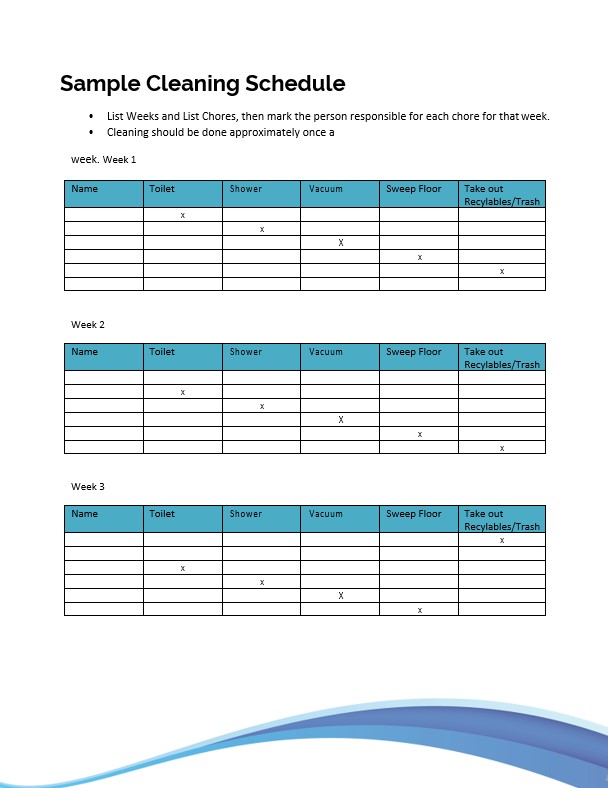 Sample house cleaning checklist