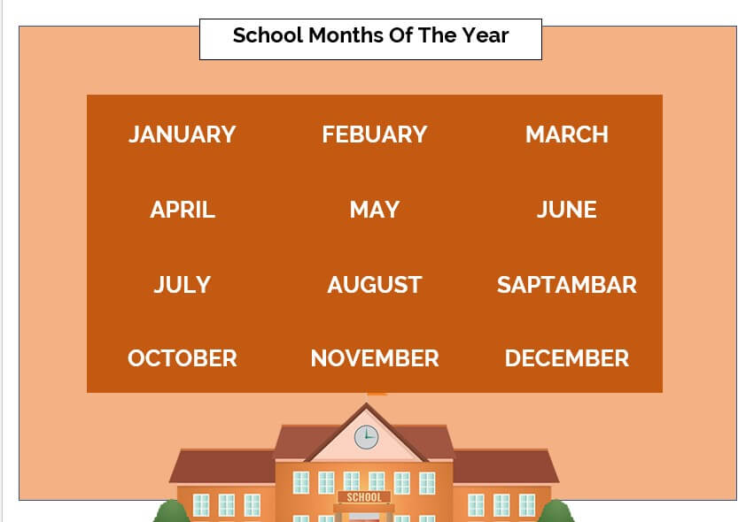 Printable Months Of The Year room