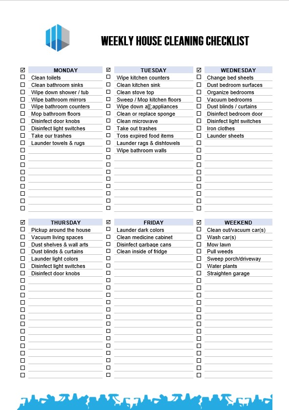 Template House Cleaning Checklist