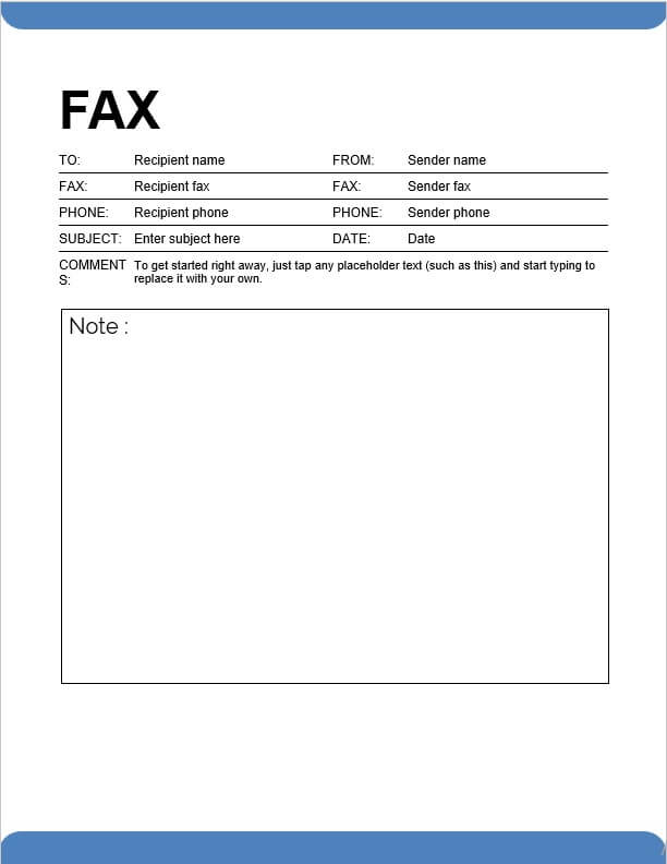 blank fax cover sheet