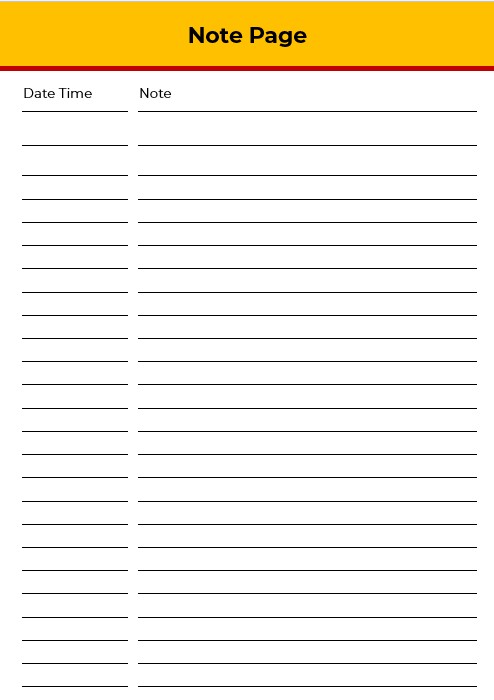 date time note pages template