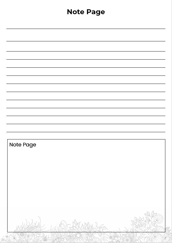 flower note pages printable