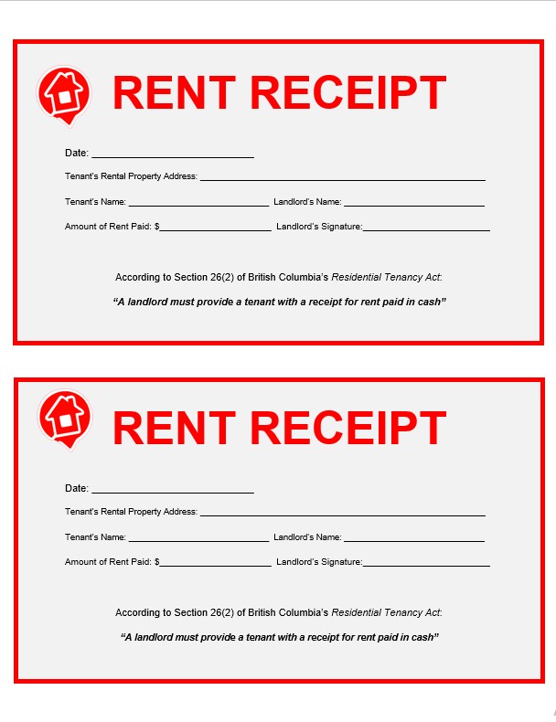 home rent receipt template