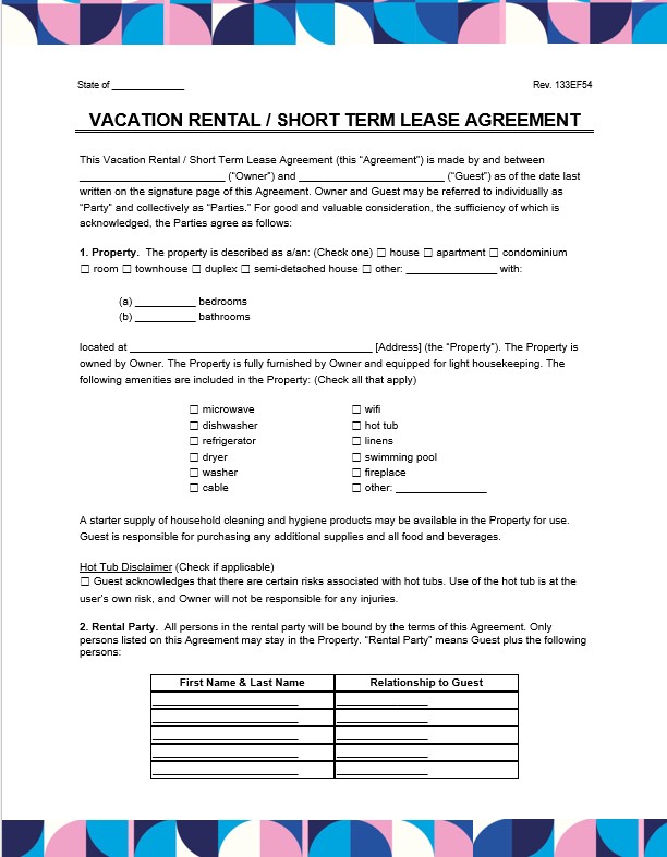 short term lease agreement