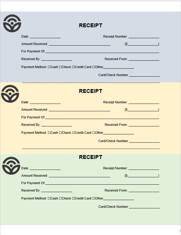 Printable Receipt Book room