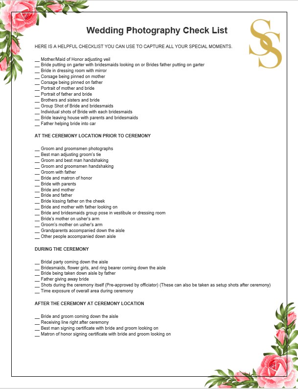 Sample PDF Wedding Checklist Template