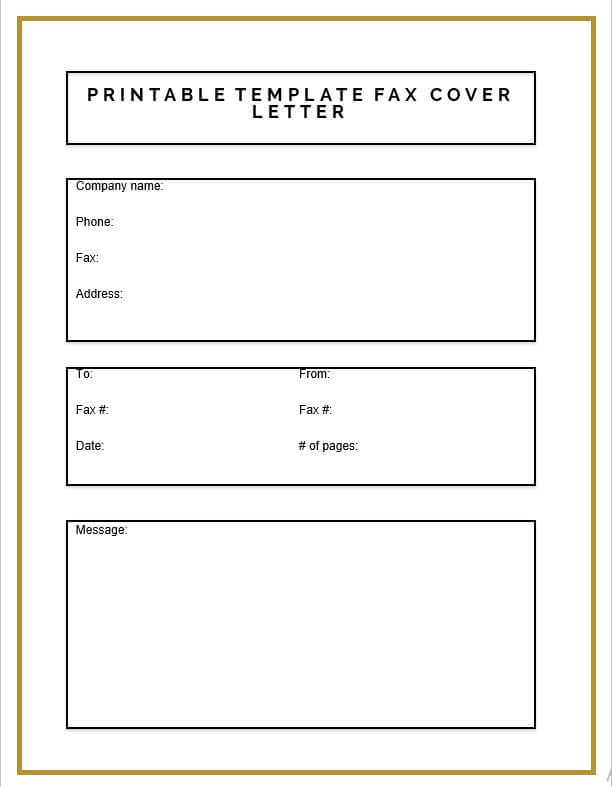 printable template fax cover letter