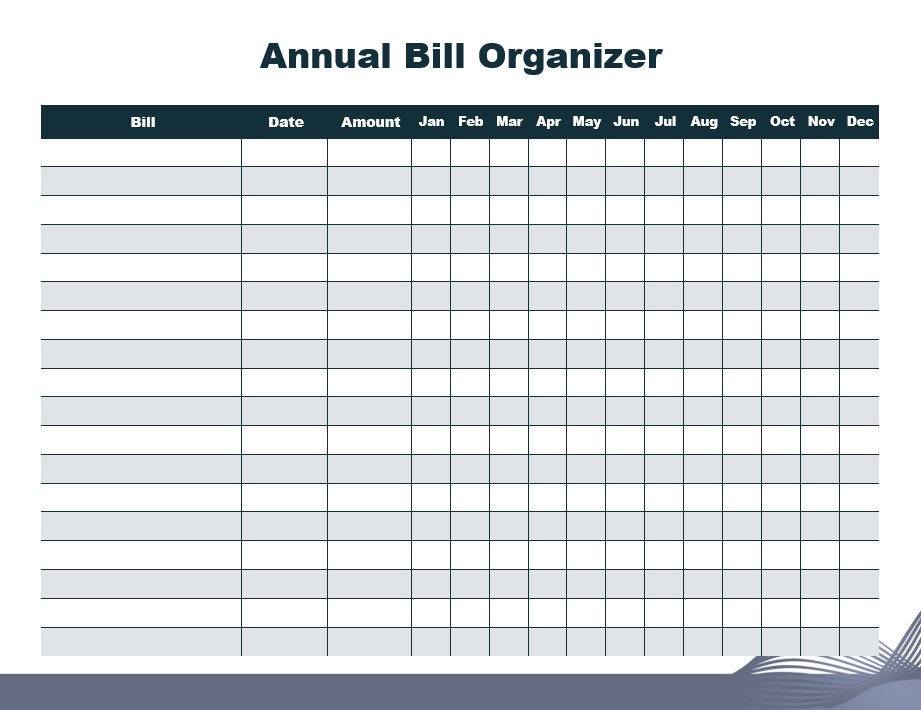Annual Bill Check Organizer