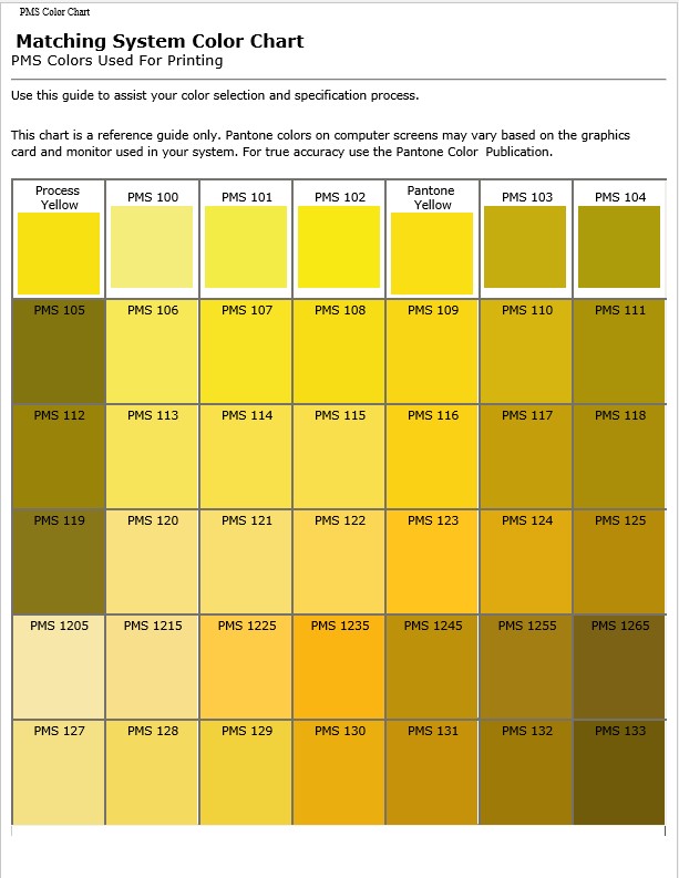 Matching System Color Chart