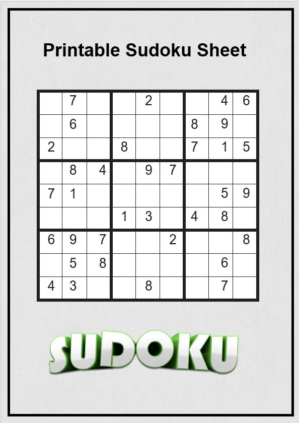 Printable Sudoku Sheet