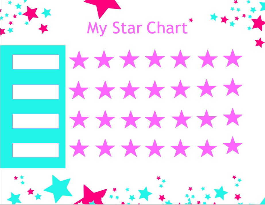 Printable star chart pink