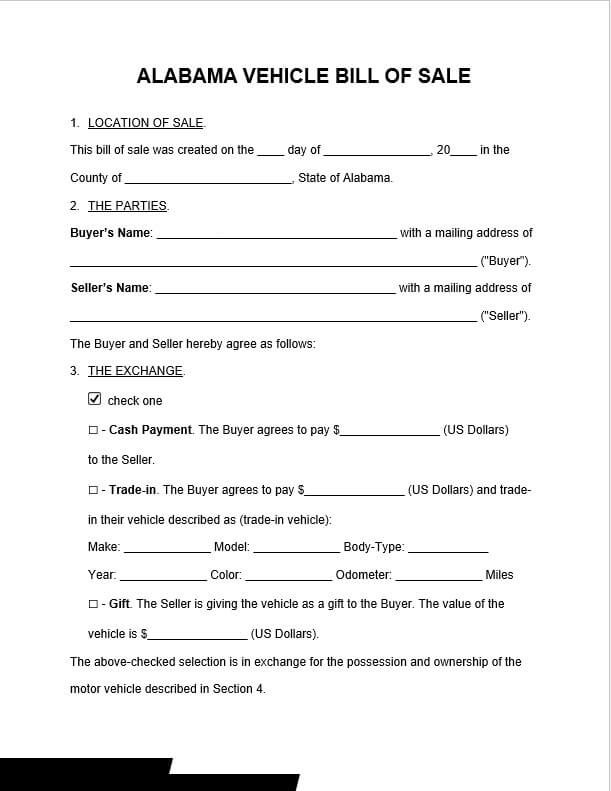 Bill Of Sale Form Free Printable room