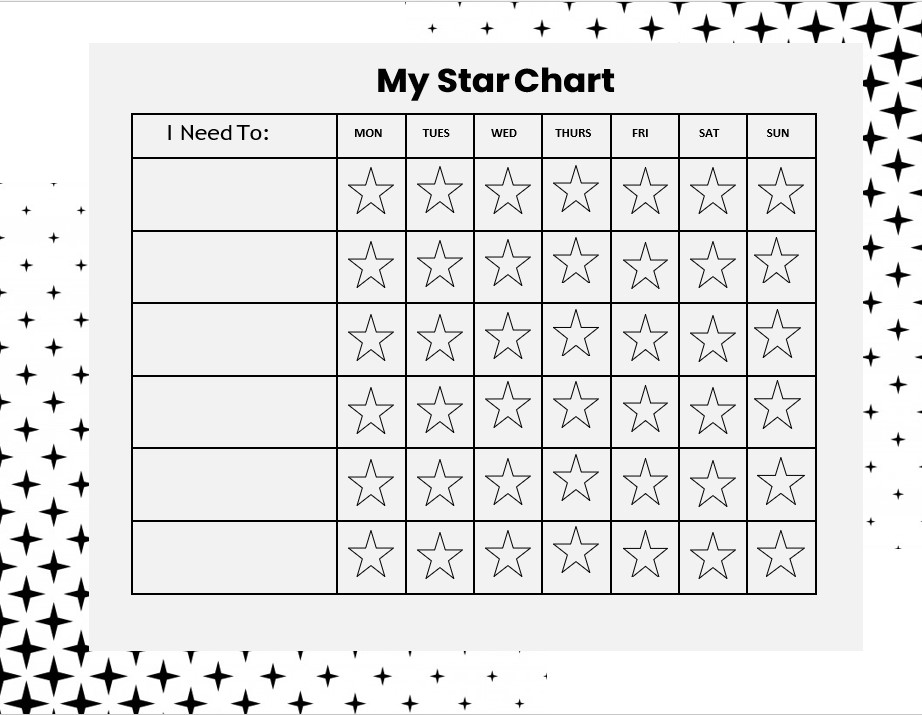 black and white star chart