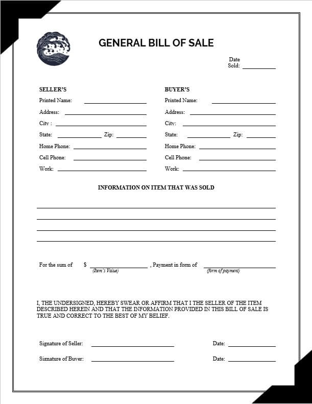 Bill Of Sale Form Free Printable  room surf.com