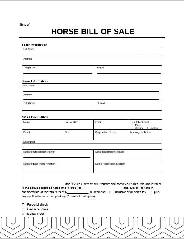 horse bill of sale