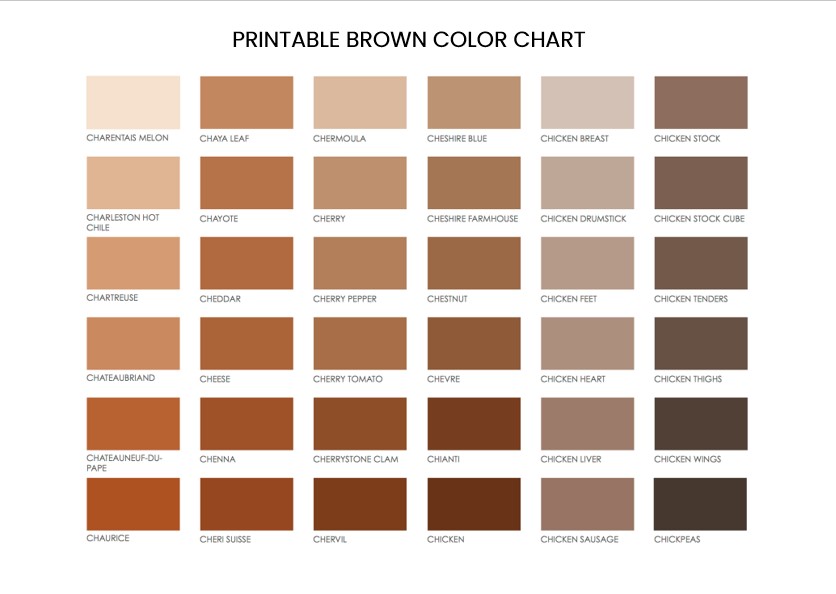 printable brown color chart