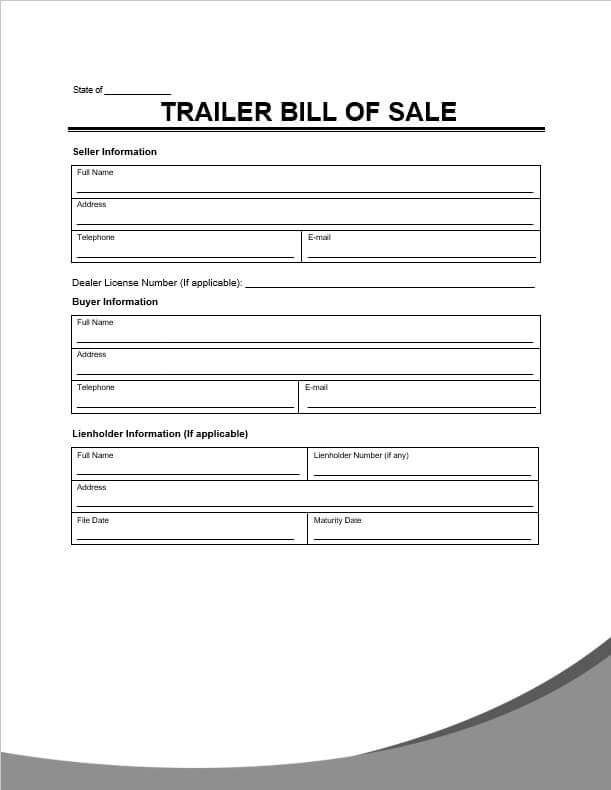 trailer bill of sale