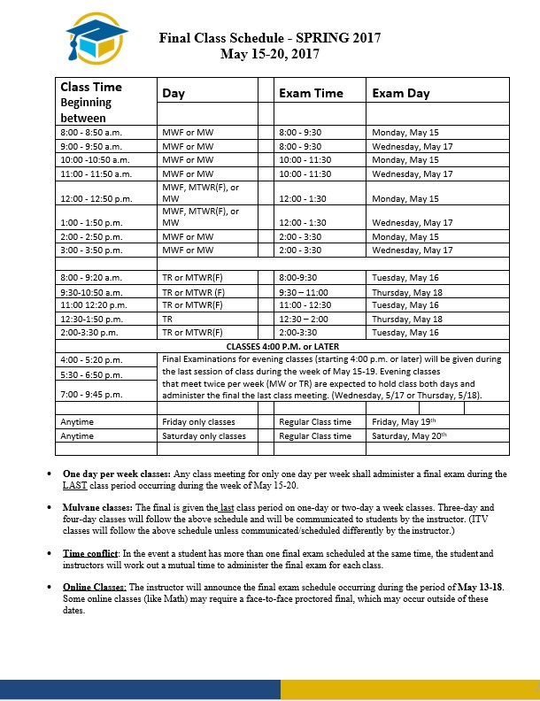 Final Class Schedule