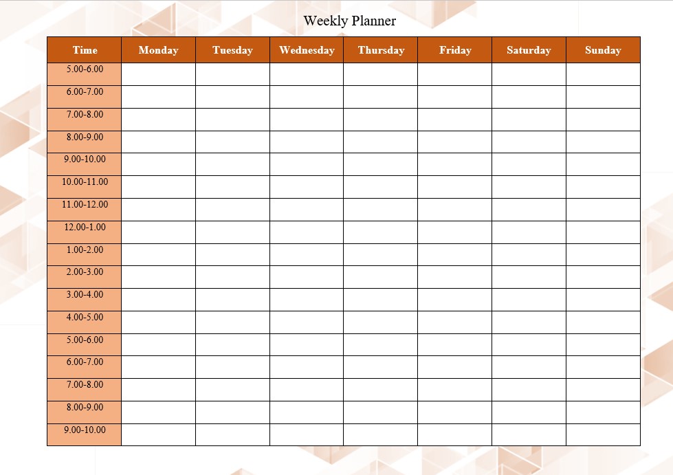 Timeline Weekly Planner