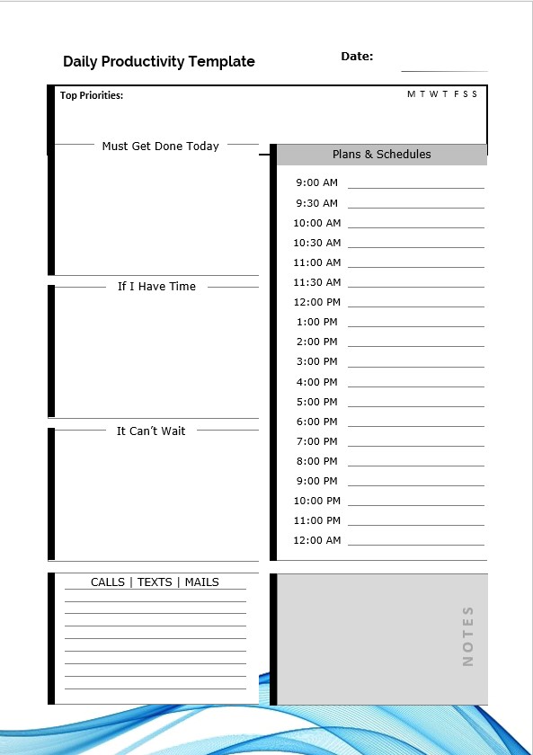 daily productivity template