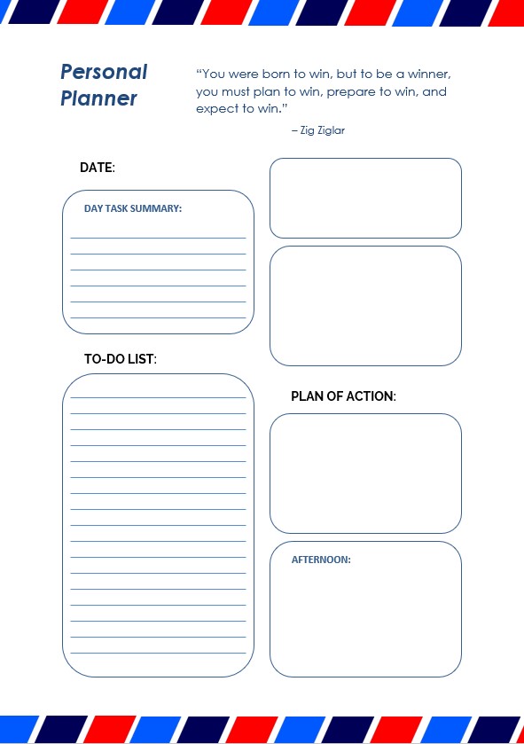 template daily planner printable