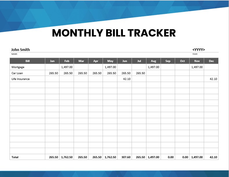Besic Monthly Bill Tracker