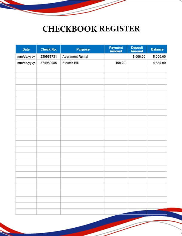 Free Printable Check Register With Running Balance 