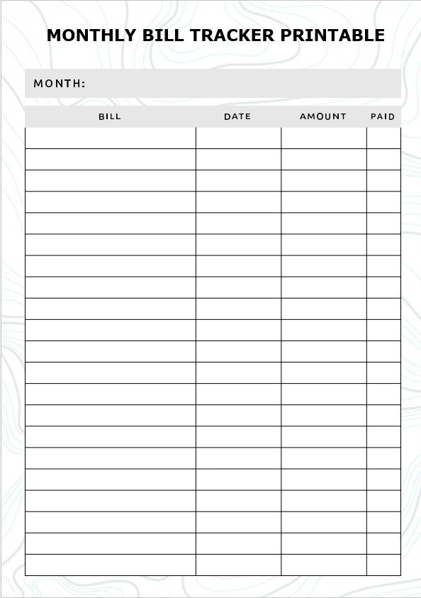 Monthly Bill Payments Template