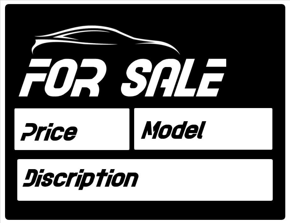 Printable For Sale Sign For Car room