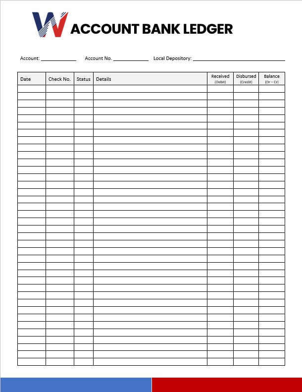 Printable Bank Ledger room