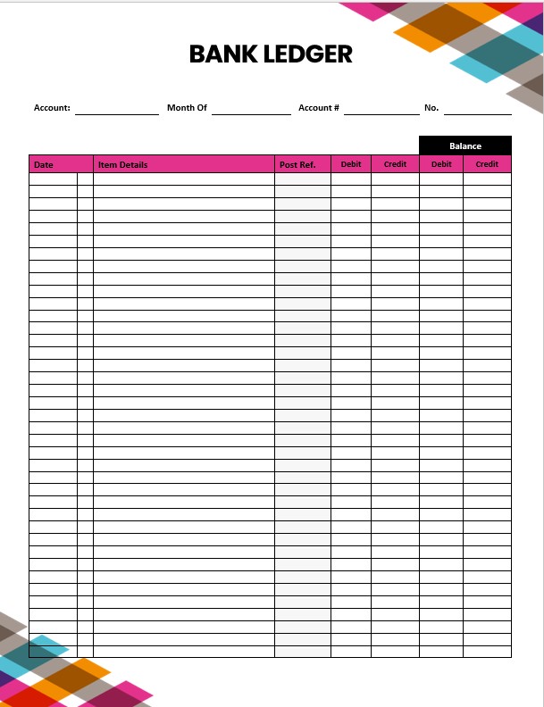 Printable Bank Ledger room