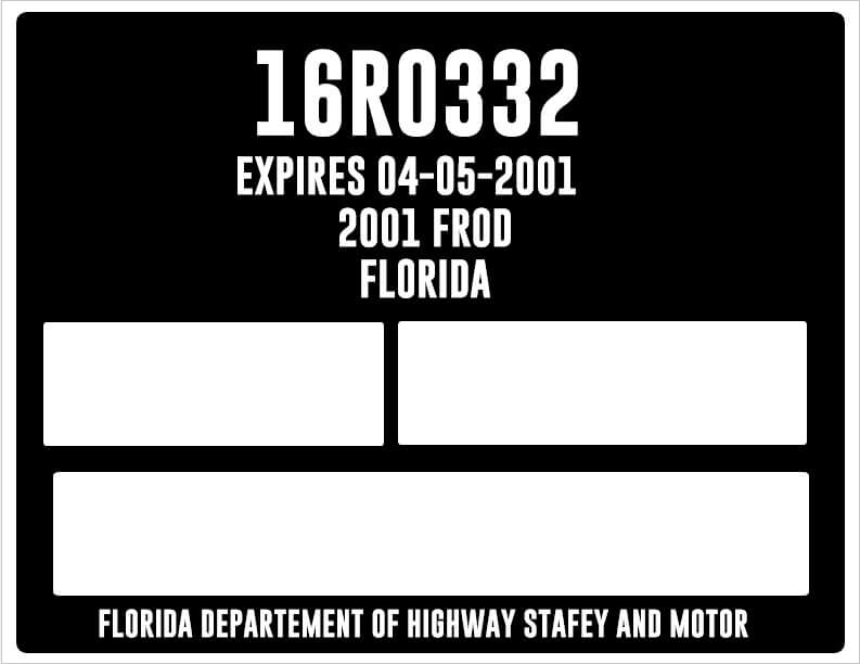 Florida Temporary License Plate