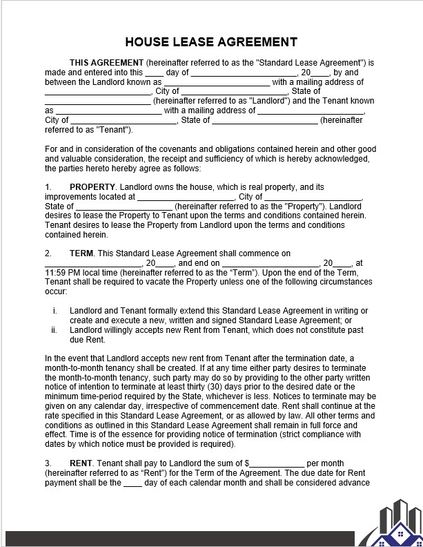 House Lease Agreement Template