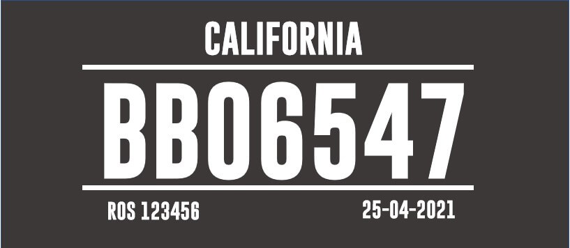 Printable License Plate California