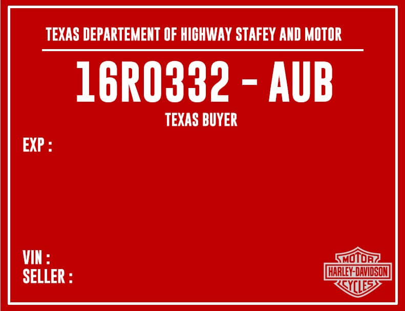 Printable Temporary License Plate Texas