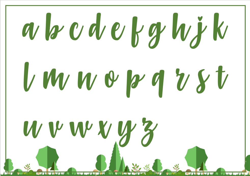 green cut out letter