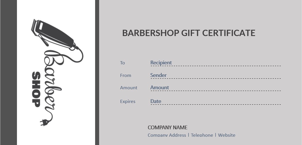 Barbershop gift certificate