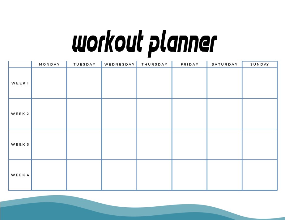 Blank Workout Planner Template