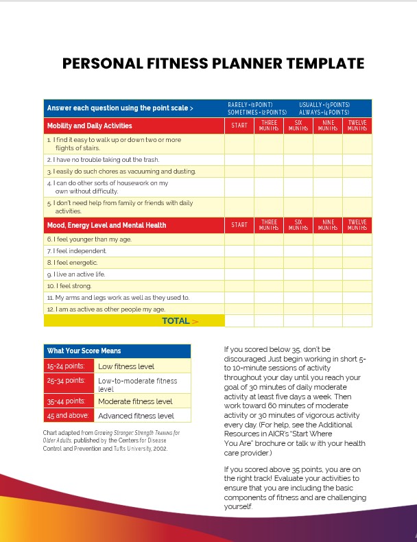 Personal Fitness Planner Template